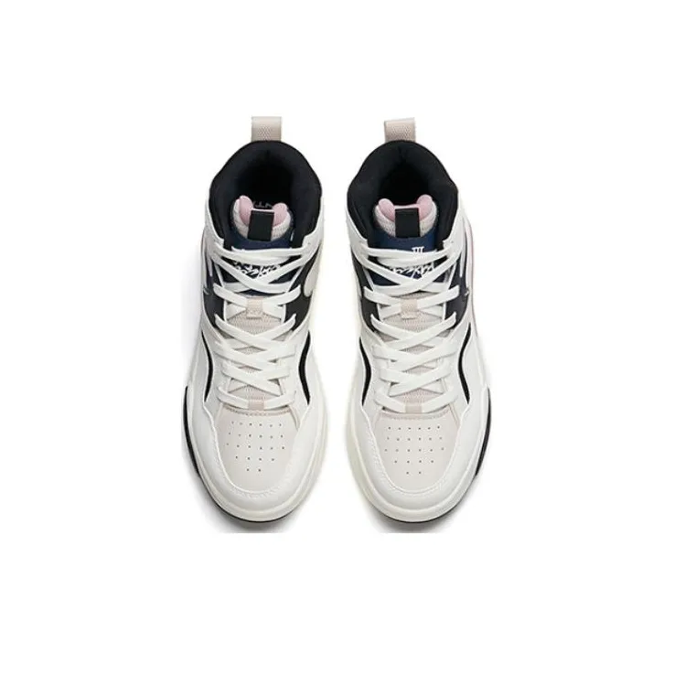 Anta Flame 3.0 Warm And Wear Resistant High Top Skateboard Shoes Women's White Black Purple-3