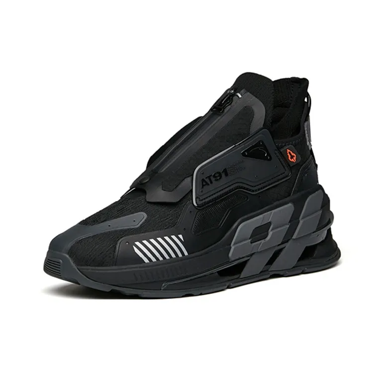 Anta AT91 Anti Slip And Wear Resistant Coverage Mid Top Running Shoes Men's Black-2