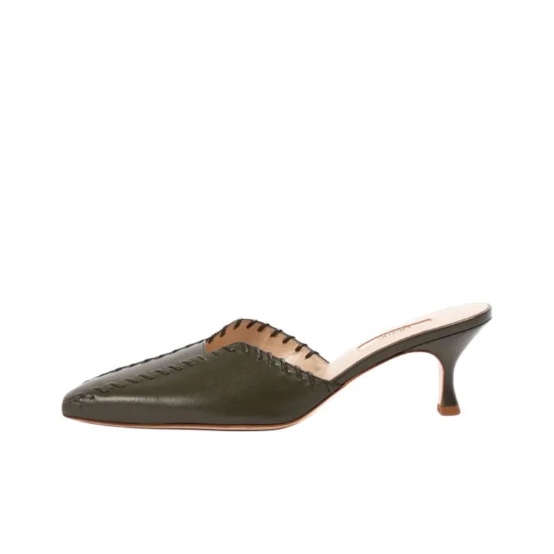 Elleme Closed Toe Slippers 5cm Women's Green-0