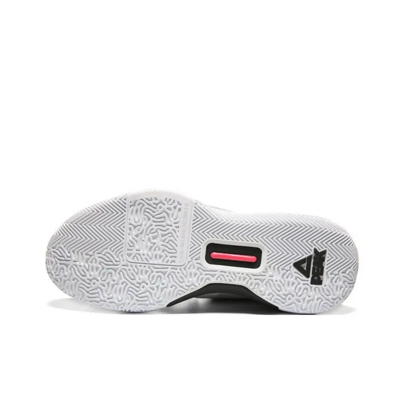 PEAK Flash Taichi Non-slip Wear-resistant Shock Absorption Mid-Top Performance Basketball Shoes Black Gray White-4
