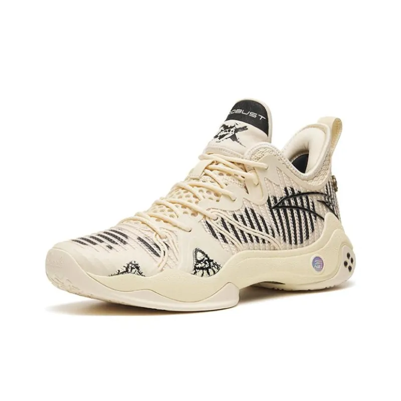 Anta Frenzy 4 Pro Cushioning Anti-Slip And Wear-Resistant Low-Top Basketball Shoes Beige Yellow Fossil Color Scheme-1