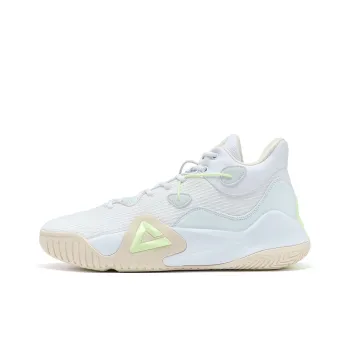 PEAK Sharp Marks Cushioning, Slip Resistant, And Abrasion Resistant Low Top Basketball Shoes Men's White Green