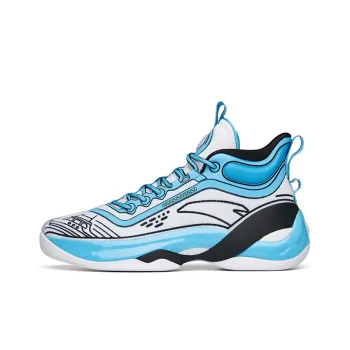 Anta KT7 KT 7 Nitrogen Technology Anti Slip Wear Resistant High Top Basketball Shoes White Blue