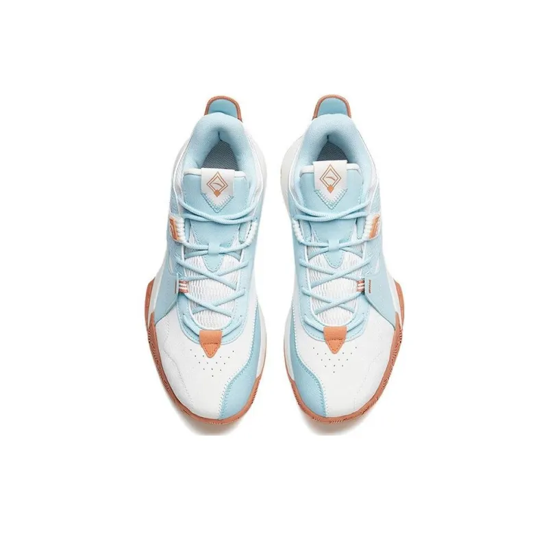 Anta 2 Shock Absorbers With Slip Resistant Features Mid Top Basketball Shoes Men's Gray Blue-2