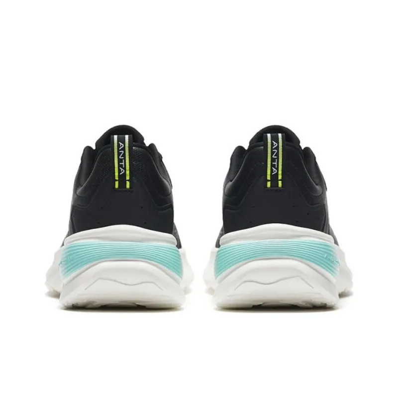 Anta Cloud Journey Anti Slip Wear Resistant Low Top Running Shoes Men's Black White Green-3