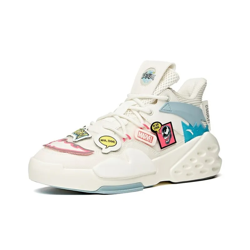 MARVEL x Anta Bastard Anti Slip Wear Resistant Mid Top Skateboard Shoes Men's Ivory White-1