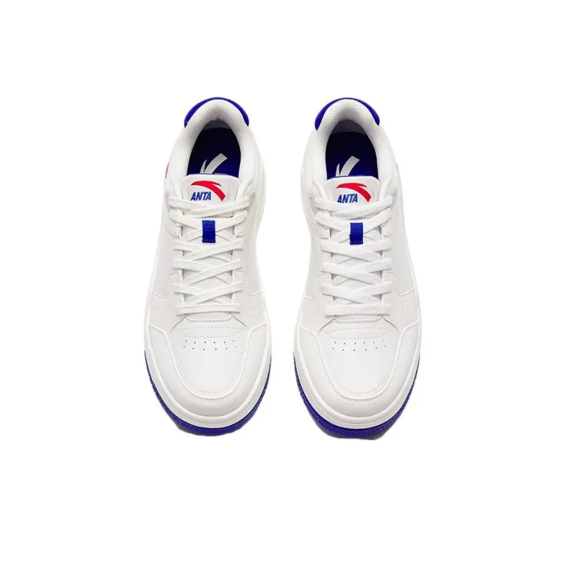 Anta 982GZ Anti Slip Wear Resistant Low Top Skateboard Shoes Men's White Blue-2