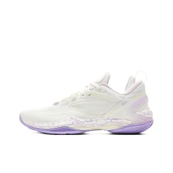 PEAK Abrasion Resistant Rebound Low Top Basketball Shoes Unisex Super Light White Purple
