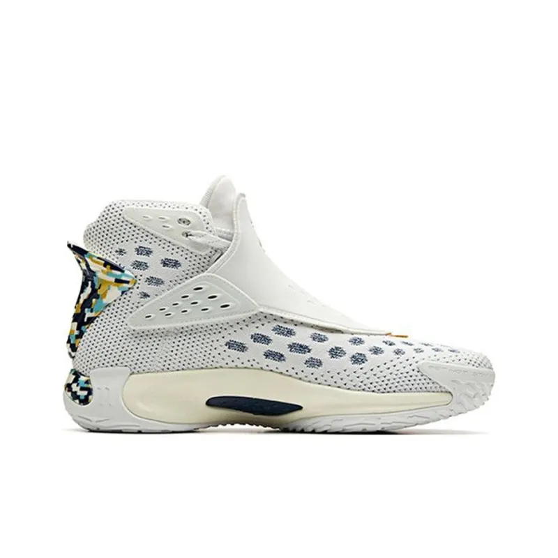 Anta KT5 KT 5 'Veteran' Cushioning Anti-Slip And Wear-Resistant High-Top Basketball Shoes White Blue Yellow-1