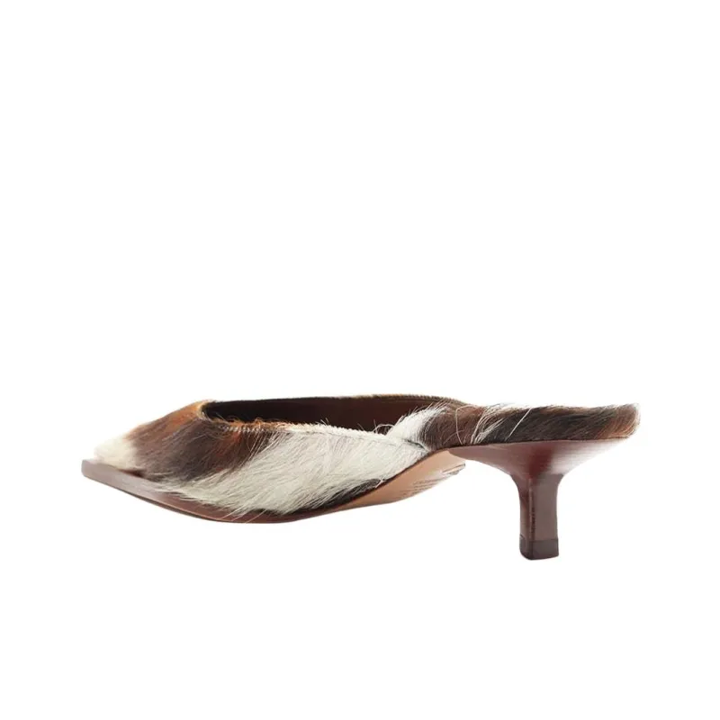 Schutz Closed Toe Slippers 5.3cm Women's White Brown-3