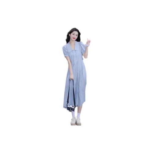 ABCMININ Short-Sleeved Dresses Women's Sky Blue