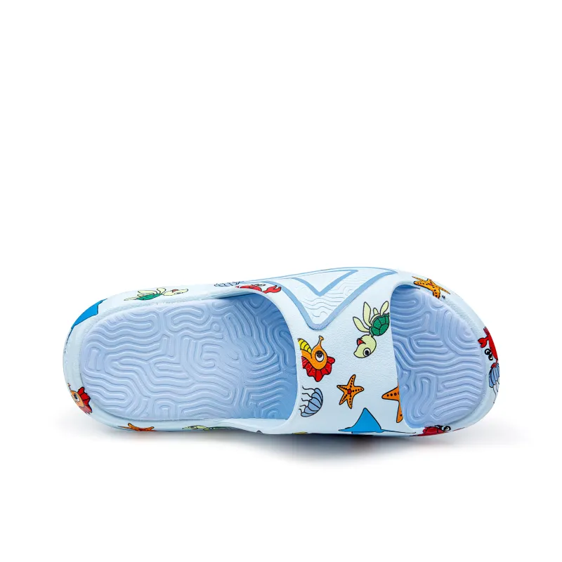 ZUGUOSANSHALVHAIGUI x PEAK Quiet Slide Slippers Men's White Blue-4