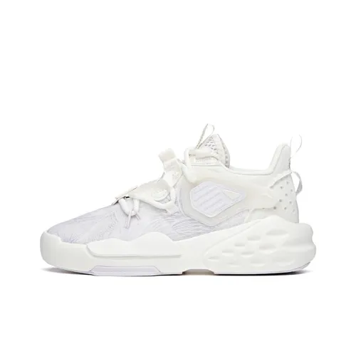 Anta Bastard Slip Resistant Lightweight Wear Resistant Mid Top Skateboard Shoes Women's White Purple