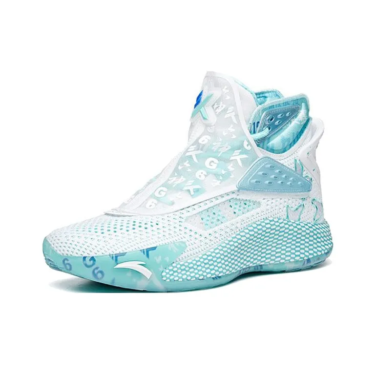 Anta KT5 Thompson Pro Shock Absorbers With Slip Resistant Features High Top Basketball Shoes Men's White Blue-1
