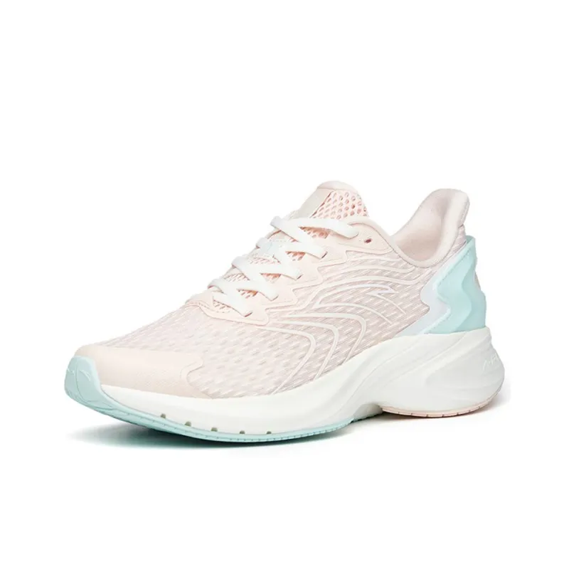 Anta Antelope Run 2 Cushioning Anti-Slip Wear-Resistant Breathability Low-Top Running Shoes Women's White Pink Blue-1