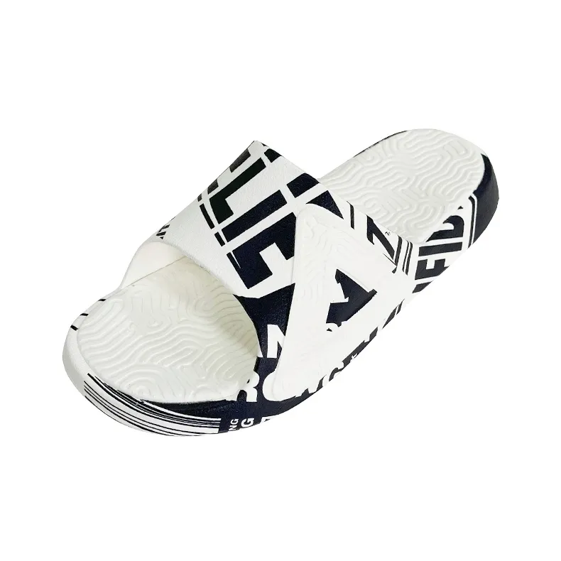 PEAK Statistic Sandals EVA Massage Slip Resistant Abrasion Resistant Odor Resistant Slide Slippers Men's Black White-4