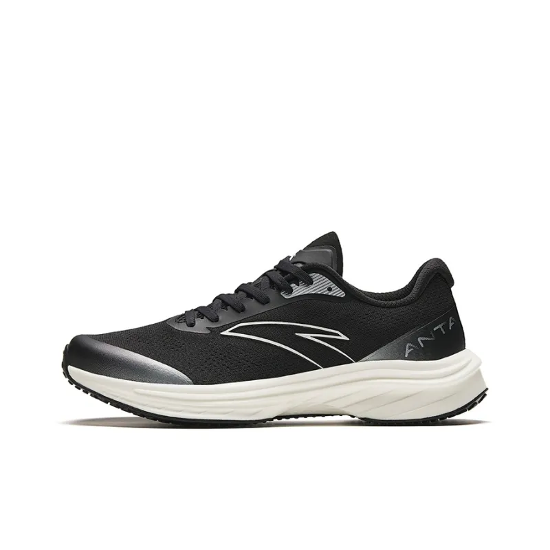 Anta Road Run Cushioning, Slip Resistant, Abrasion Resistant, Rebound Low Top Running Shoes Men's Black White-0