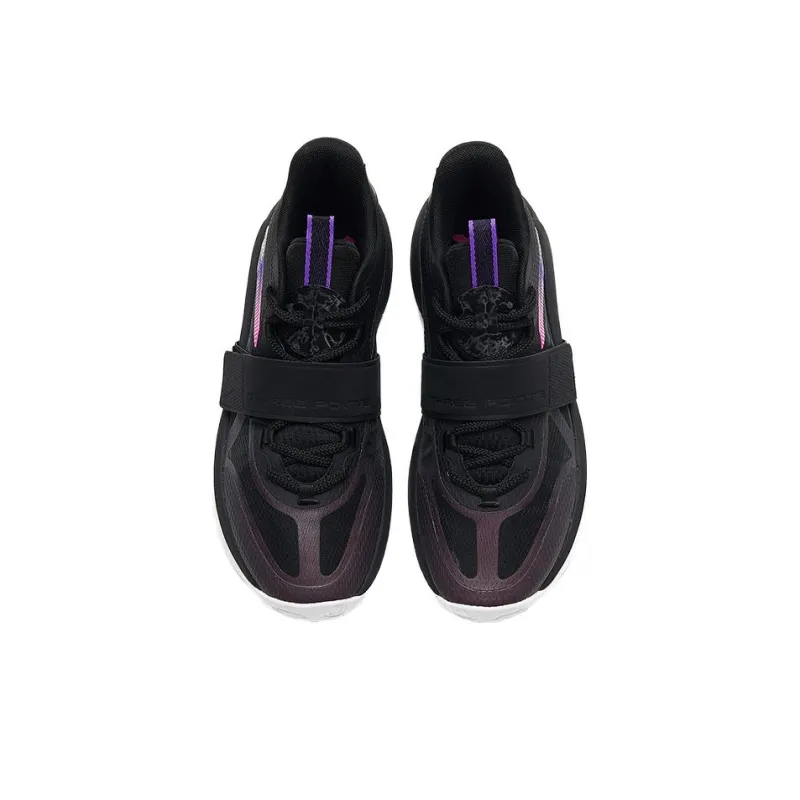 Anta Sanfenyu Lite Anti Slip Wear Resistant Mid Top Basketball Shoes Men's Black Purple-2