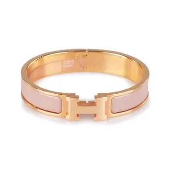 HERMES Clic H Bangles Women's Pink
