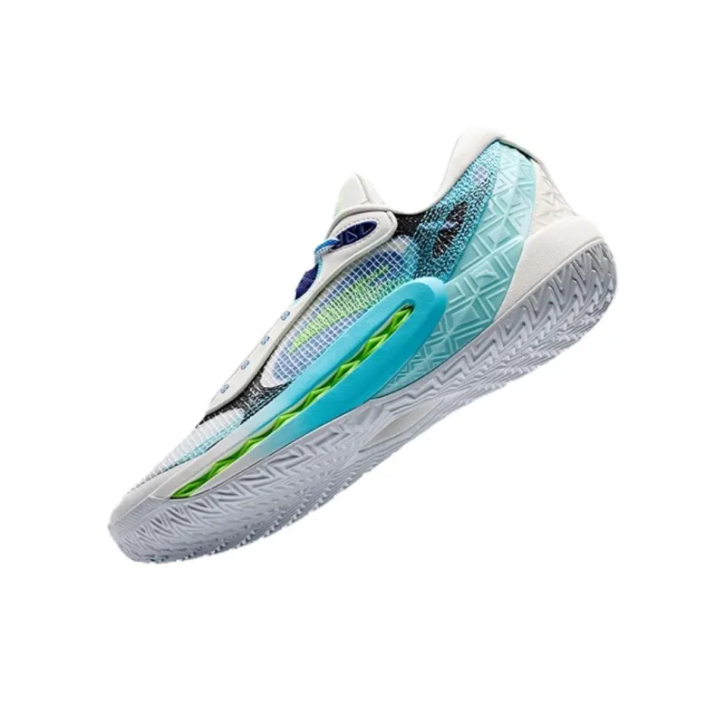 Anta Shock Wave 6 Cushioning Wear Resistant Low Top Basketball Shoes Men's White Blue-2