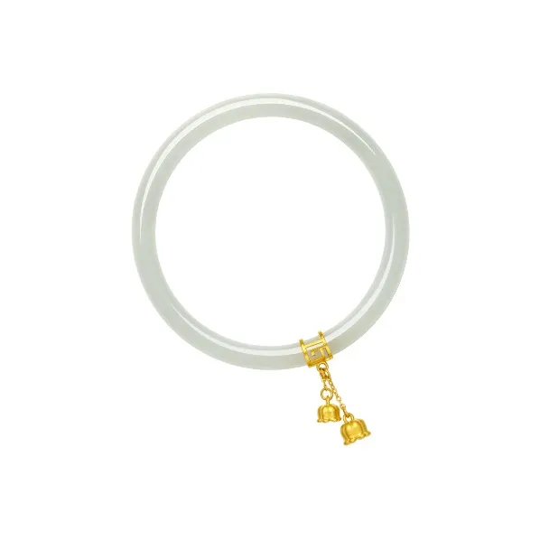 ZHOU LIU FU Bangles Pale Greenish White Jade Unisex-2