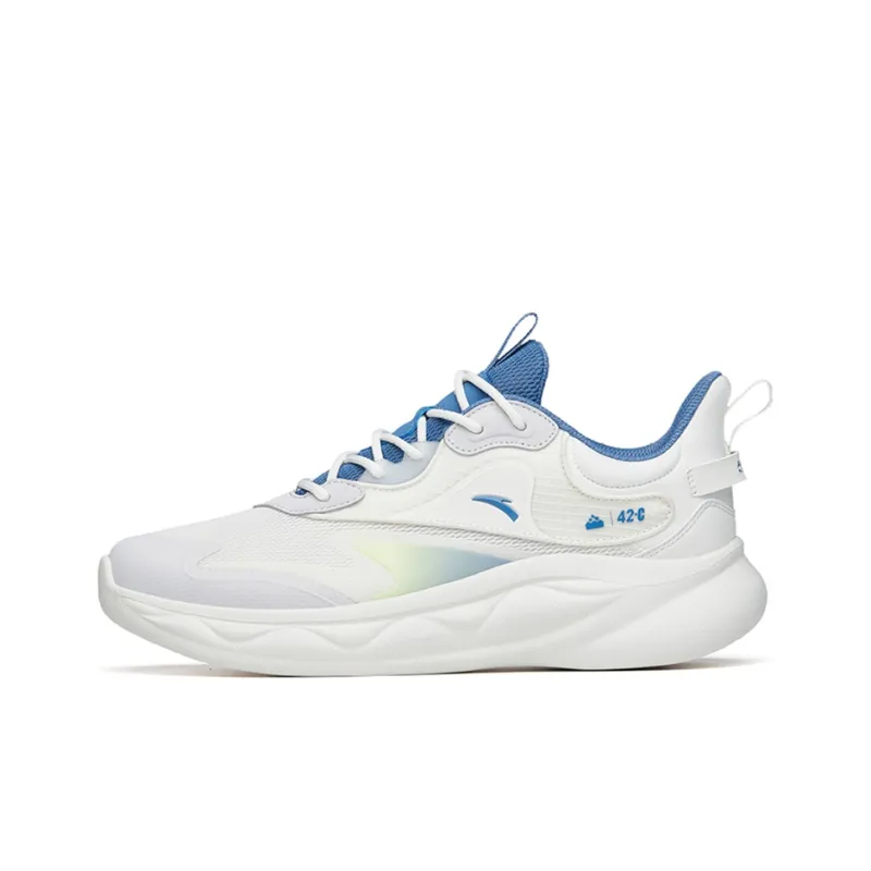 Anta Mianbomb 2 Cushioned Slip-Resistant Abrasion-Resistant Breathable Low-Top Running Shoes Men's White Blue-0