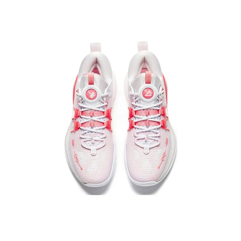 Anta ZUP1 Anti Slip And Wear Resistant Lightweight Low Top Basketball Shoes Men's Pink White-3