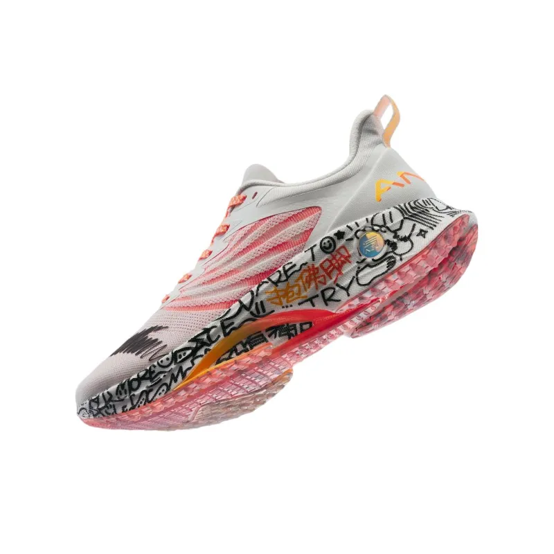 Anta MACH 3.0 Clutching At Buddha's Feet Cushioning, Wear Resistant Low Top Running Shoes Men's White Pink-2