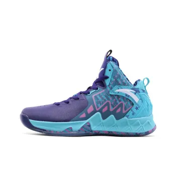 Anta KT2 Anti Slip Wear Resistant High Top Basketball Shoes Purple Pink Blue