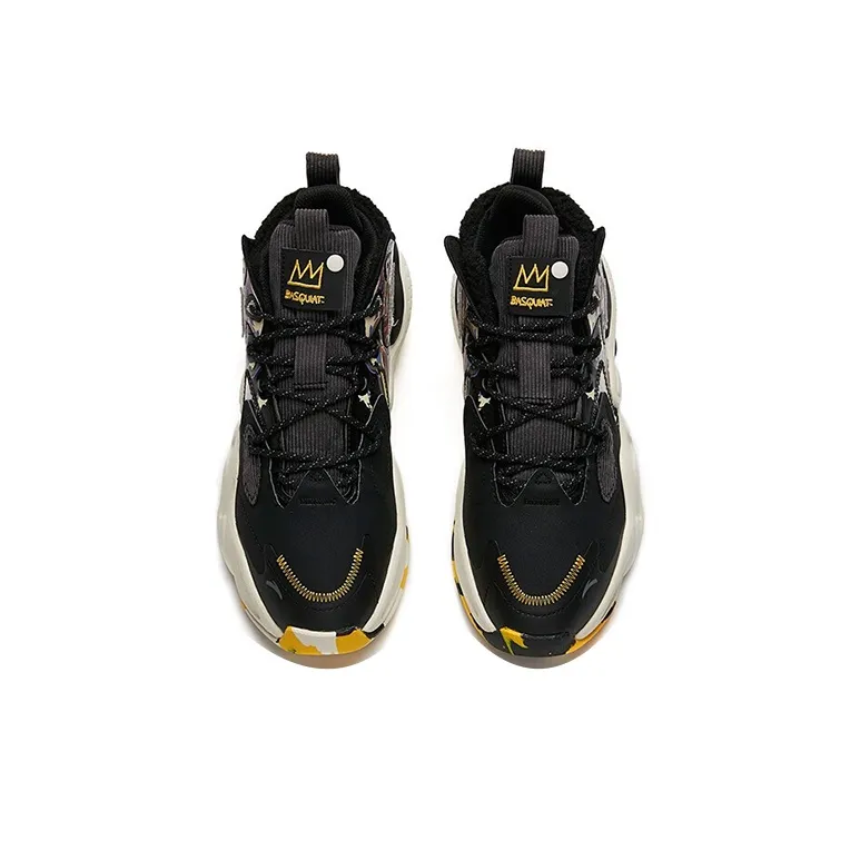 ANTA Chunky Sneakers Men Mid Top Black/White/Gum Yellow-2