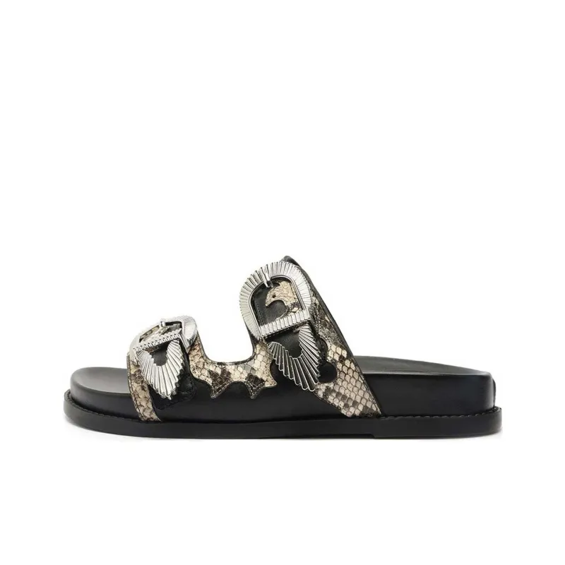 Schutz Slide Slippers Women's Black-0