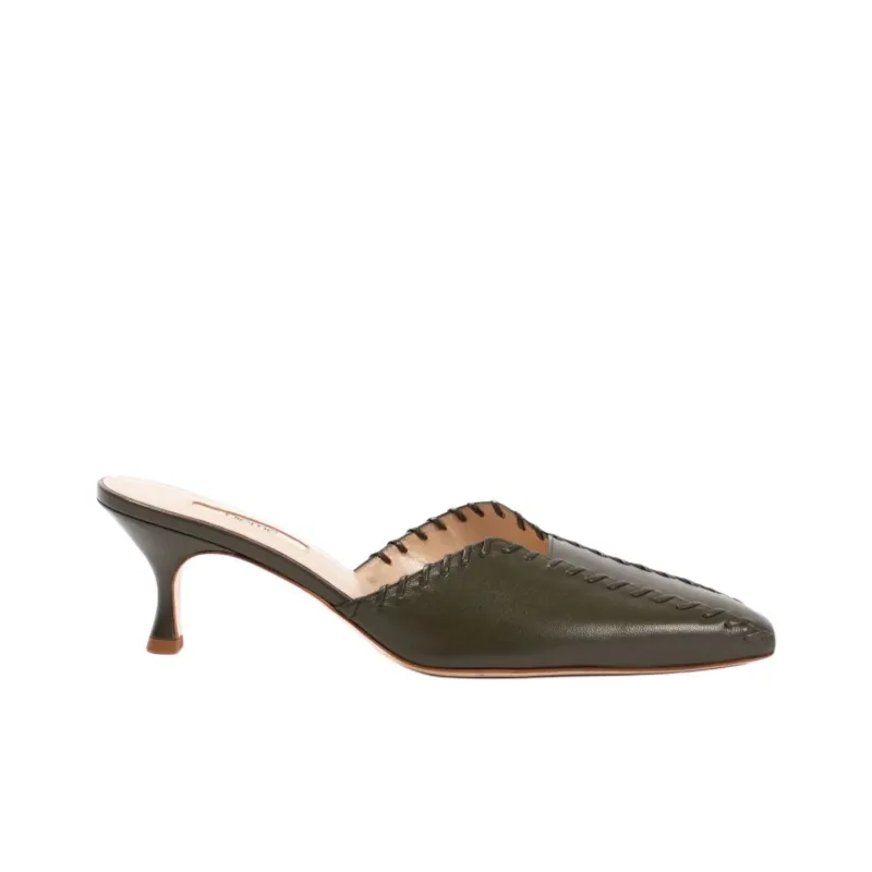 Elleme Closed Toe Slippers 5cm Women's Green-1