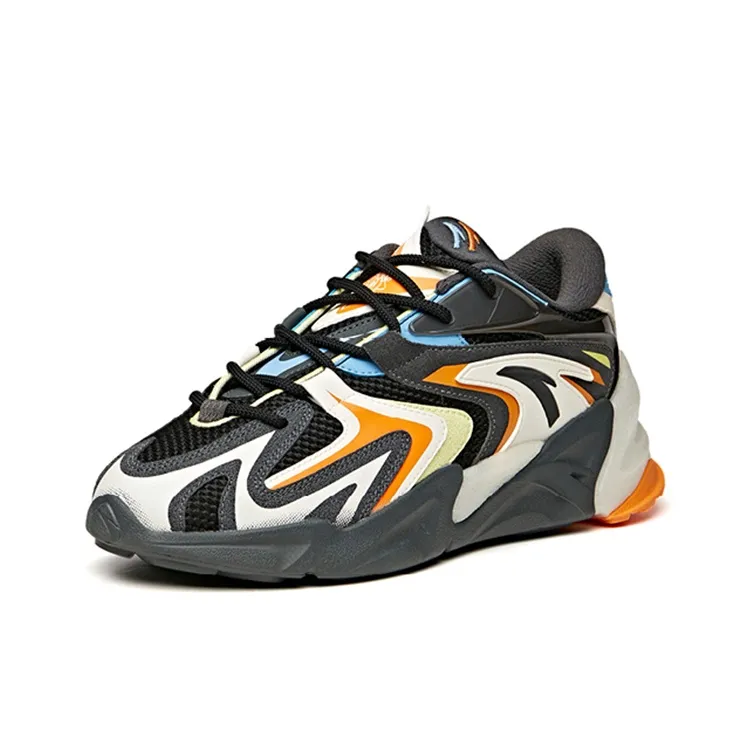 Anta Pulse Cushioning Anti Slip And Wear Resistant Low Top Chunky Sneakers Men's Black Gray-1