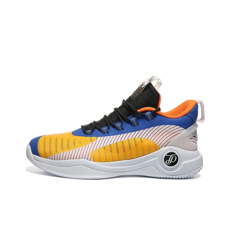 PEAK Parker Cavalry Basketball Shoes Men Low Top White/Yellow/Blue-0