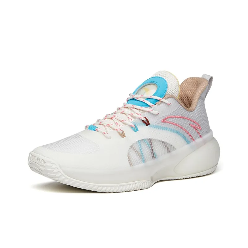 Anta Cement Busters Low Top Basketball Shoes Men's White Gray Blue-2