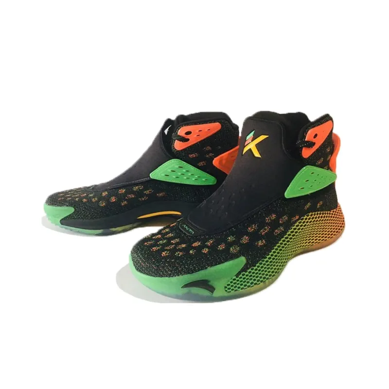 Anta KT5 KT 5 'Reggae' Anti Slip Wear Resistant High Top Basketball Shoes Men's Black Green-2