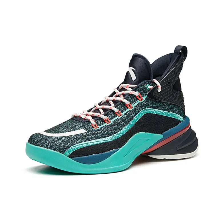 ANTA UFO2.0 Basketball Shoes Men High-Top Turquoise/Industrial Blue/Dark Blue Black-1