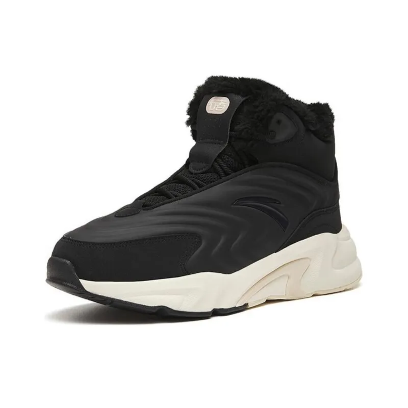 Anta Walker Anti Slip And Wear Resistant Warm High Top Sports Casual Shoes Women's Black-1