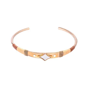 SATELLITE Crystal Mother Of Pearl Bangle Bracelet Women's Gold