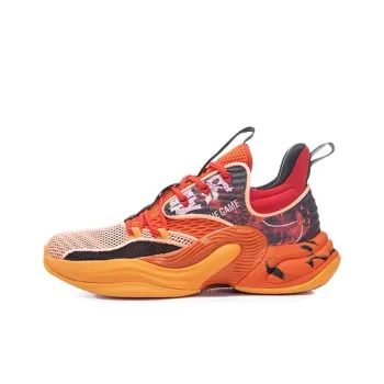 ANTA Hear Wave 2 Basketball Shoes Men Mid Top Racing Orange/Fluorescent Sunset Orange/University Red