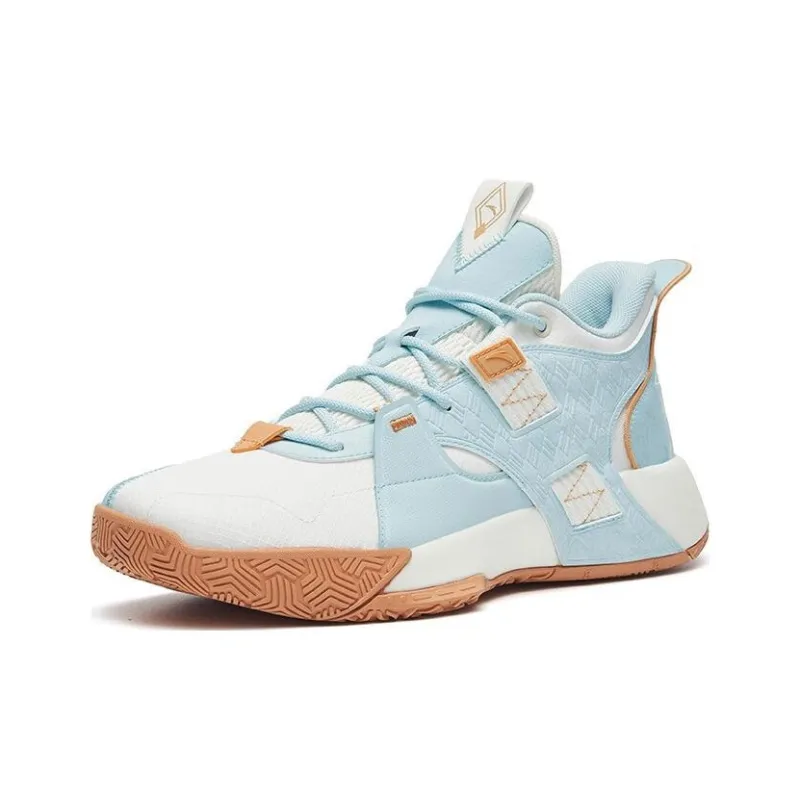 Anta Speedy 2 Generations Cushioned Wear Resistant Breathable Coverage Mid Top Basketball Shoes Men's Light Steel Blue-1