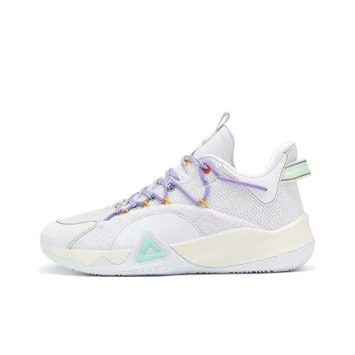 PEAK Sonic Strike Non slip Wear resistant Shock Absorption Low Top Basketball Shoes Men's Purple Potato Milk