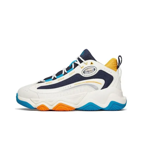 ANTA Big Shark Chunky Sneakers Men Mid-Top White/Ink Blue/Photo Blue/Yellow