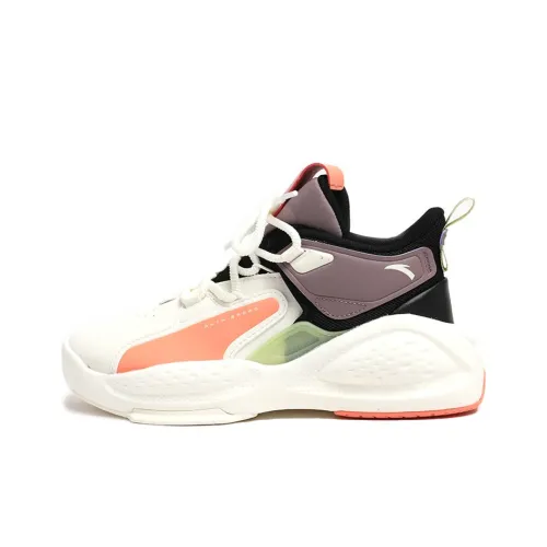 Anta Bastard Anti-Slip Wear-Resistant Mid-Top Skateboard Shoes Women's White Black Purple