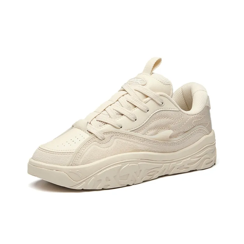 Anta Hot Slip-Resistant Coverage Wear-Resistant Low-Top Skateboard Shoes Women's Beige-1