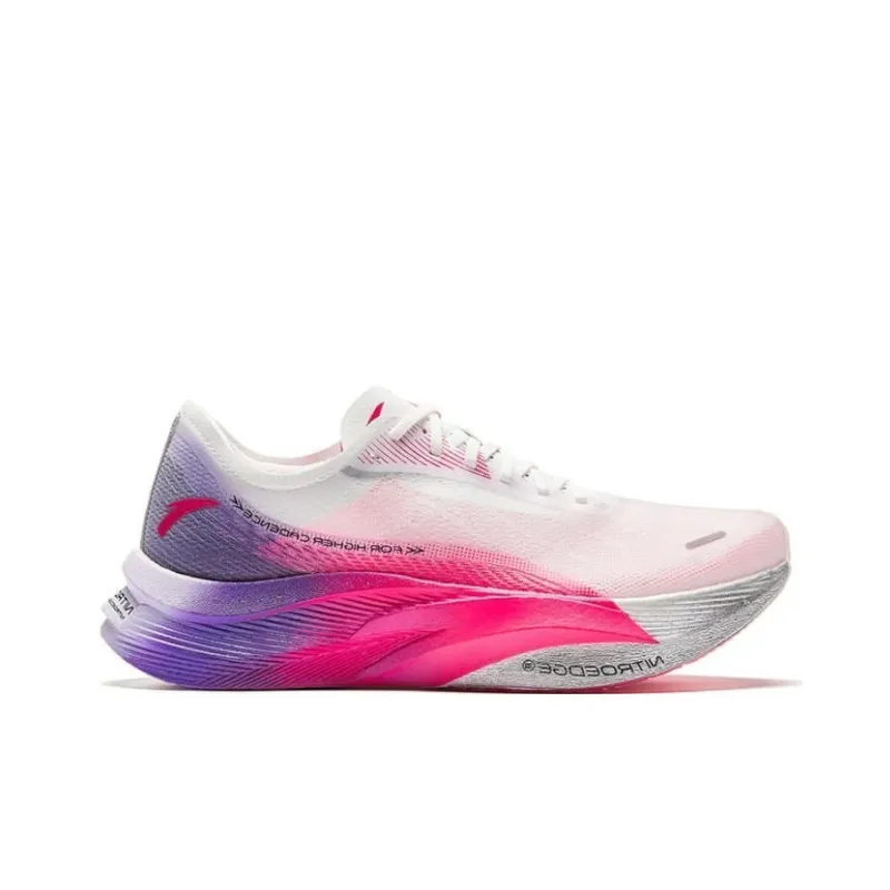 Anta C202 5 GT Cushioned Slip Resistant Abrasion Resistant Low Top Marathon Running Shoes Women's White Red Purple-2