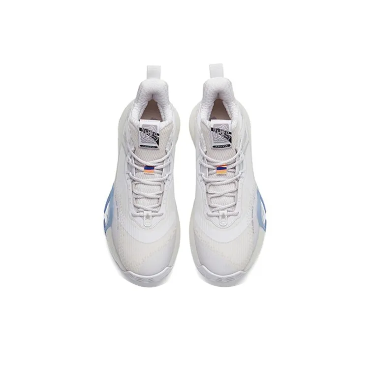 Anta Bubble Bomb Anti Slip Wear Resistant Low Top Basketball Shoes Ivory White-3