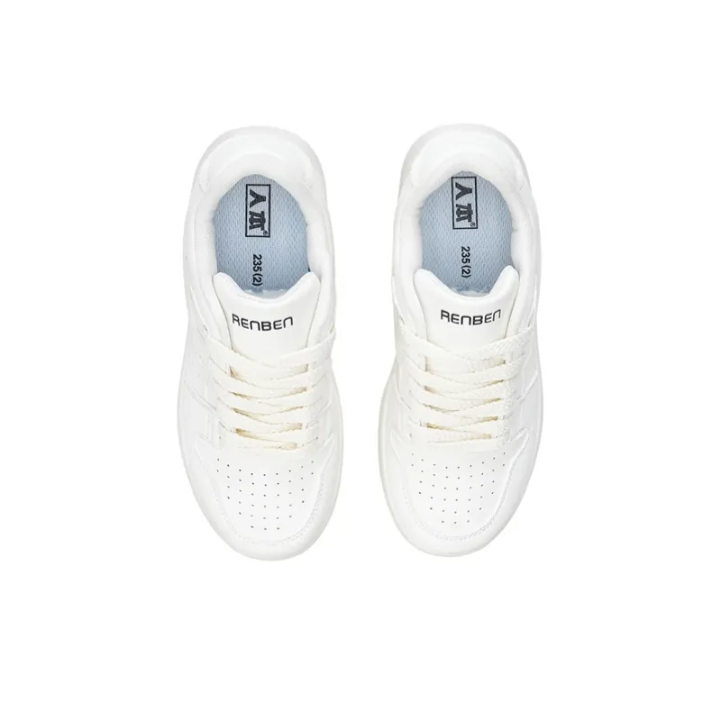 Humanism 1986 Thermal Balance, Lightweight, Breathable, Height Increasing Low Top Skateboard Shoes Women's White-3
