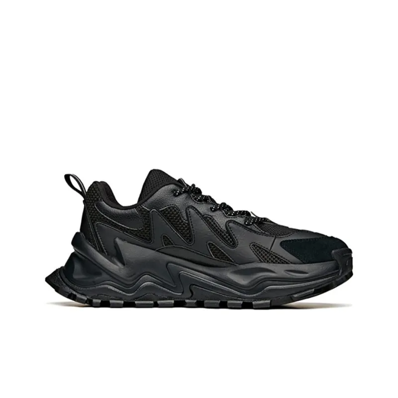 Anta Hot Cushioning Anti Slip Wear Resistant Breathability Low Top Chunky Sneakers Men's Black-1