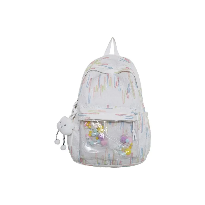 Venerable Brahma Nylon Backpack Women's White/Black/Pink/Yellow-0